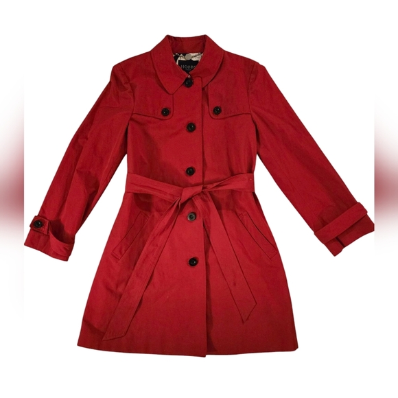 HOBBS LONDON Red Trench Coat with Belt. Umbrella lined. Size 12 UK/ 8 US - Picture 3 of 10
